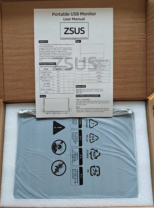 Портативный Монитор ZSUS 14A-2K Black 14