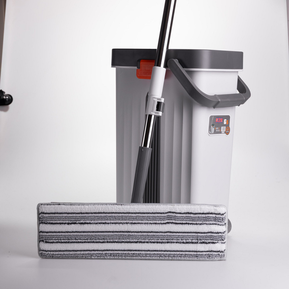 Швабра з відром 14 л для миття підлоги з віджимом плоска насадка з мікрофібри набір для прибирання будинку HP-35015-59 Київ - фото 8