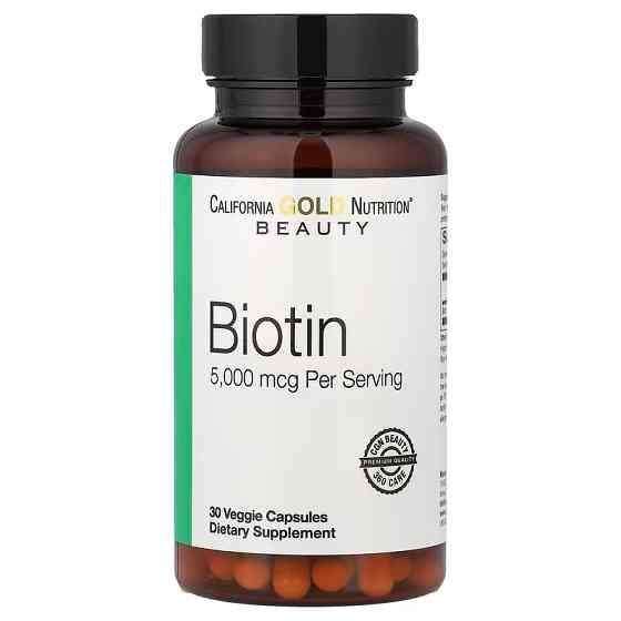 Биотин California Gold Nutrition Biotin, 5000 mcg, 30 Veggie Softgels Луцк