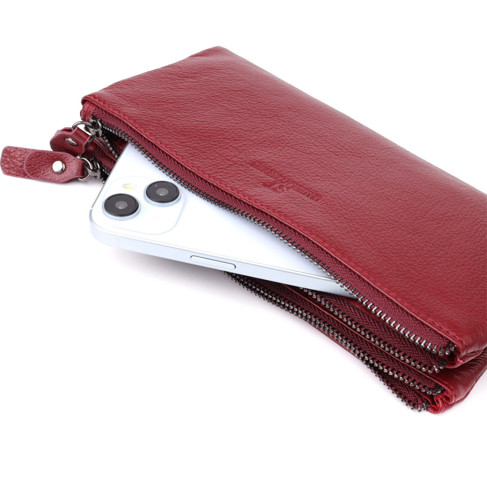 Кожаный кошелек на три отделения для женщин ST Leather 23108 Бордовый Киев - изображение 8