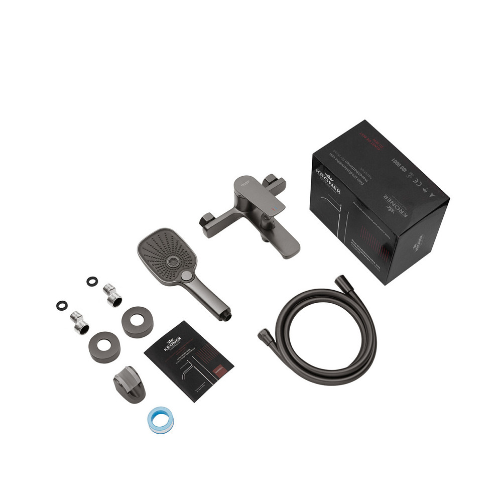 Смеситель для ванны Kroner KRP Makon - GRP060 графит Киев - изображение 8