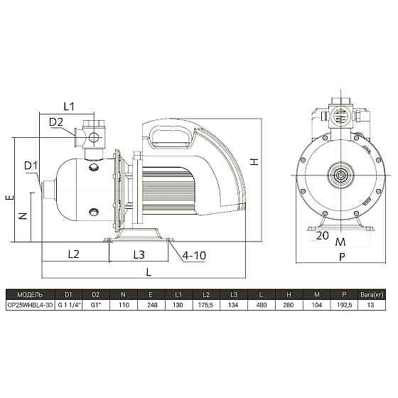 Насосная станция Optima PRIME OP25WHBL4-30 с интелл,част, преобр, на базе многост, насоса + бак 5л (000025060) Киев