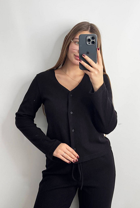 Жіночий трикотажний костюм на теплі дні Чорний XL-2XL Харків - фото 3