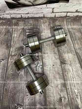 Гантели наборные 2 по 22 кг + Переходник для штанги Гантели, гири, штанги и диски металлические без покрытия Киев