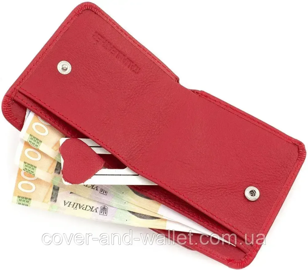 Маленький женский кошелёк на кнопке красного цвета из натуральной кожи ST Leather 005 Киев - изображение 5