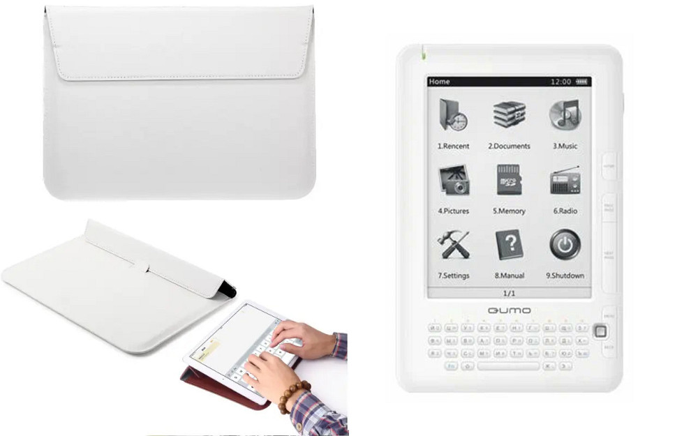 Чехол-конверт VitoCase для Qumo Libro II HD, с функцией подставки для книги Белый Киев - изображение 1