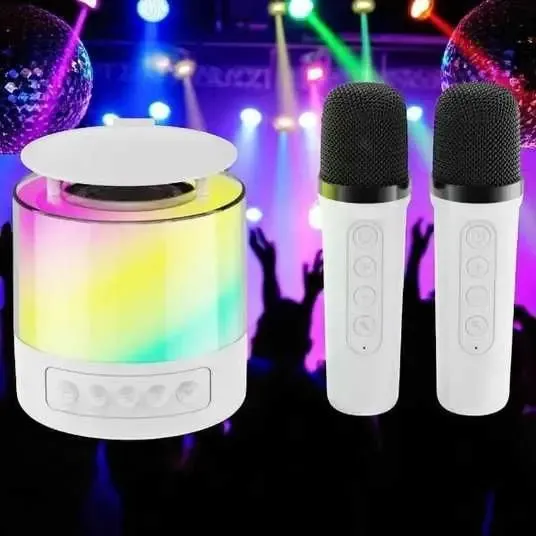 Портативная акустическая колонка K19 с Bluetooth и LED-подсветкой для караоке Белый Коломыя