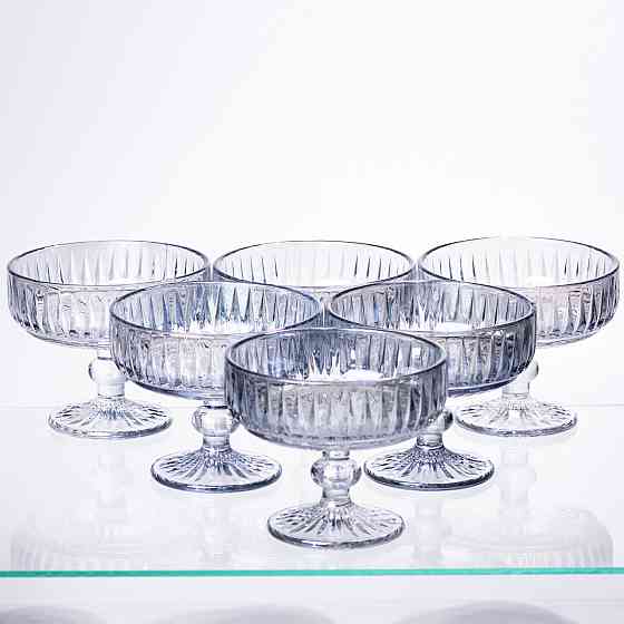 Yiwu Набір креманок на ніжці 6 шт 300 (мл) Блакитний HP-19-70 Київ