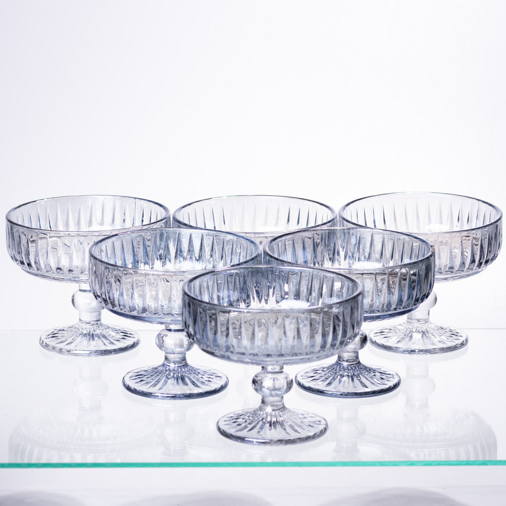 Yiwu Набір креманок на ніжці 6 шт 300 (мл) Блакитний HP-19-70 Киев - изображение 1