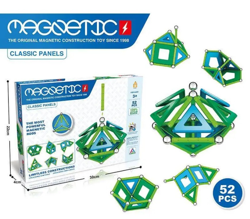 Конструктор магнітний різнокольоровий 52 деталі (776-2) Чернігів - фото 1