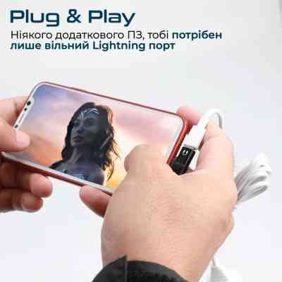 Переходник Lightning M to 2xLightning F Audiо + Charge Promate (ihinge-lt.black) Винница