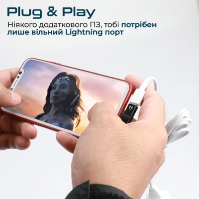 Переходник Lightning M to 2xLightning F Audiо + Charge Promate (ihinge-lt.black) Винница - изображение 5