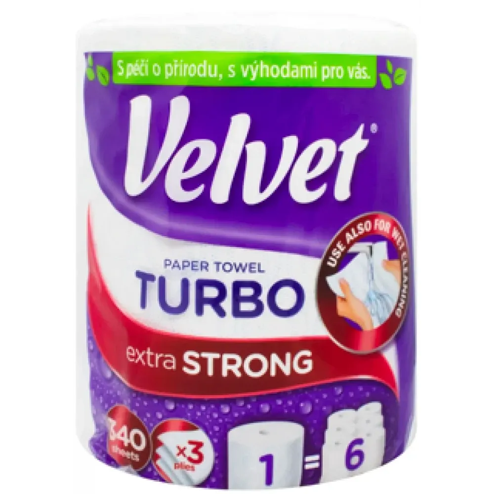 Бумажные полотенца Velvet Turbo трехслойные 1 рулон 340 отрывов Львов - изображение 1