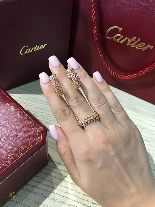 Cartier сережки зубчики лимонне золото / Cartier кільце зубчики лимонне золото / Комплектом або окремо Одеса - фото 2