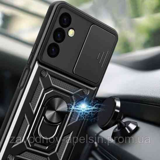 Samsung A15 A155 A156 Чехол противоударный Шторка+кольцо (черный) Одесса