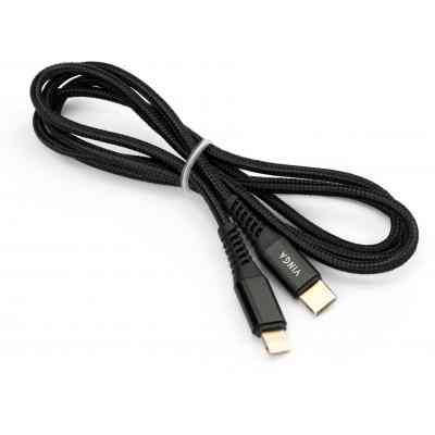 Дата кабель USB-C to Lightning 1.0m 3A 18W nylon braided black Vinga (VCPTCL3ANBK) Винница