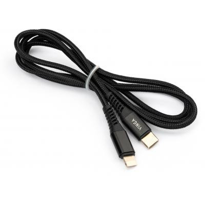 Дата кабель USB-C to Lightning 1.0m 3A 18W nylon braided black Vinga (VCPTCL3ANBK) Винница - изображение 2