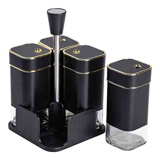 Набір для спецій на підставці, 4 предмети, чорний Київ