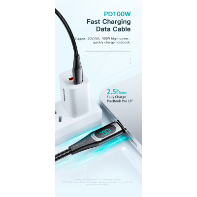 Дата кабель USB-C to USB-C 2.0m 100W Digital Display blue Essager (ES-XCTT1-YDA03) Винница - изображение 11