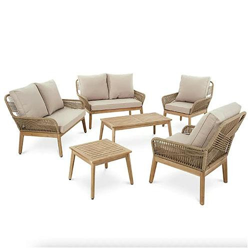 Комплект садових меблів для тераси, двору, балкона, набір столу та стільців для відпочинку Akaia Бежевий Київ - фото 1