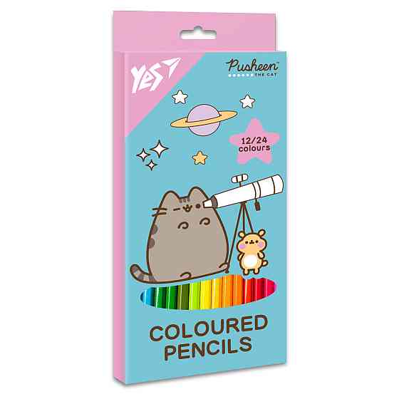 Олівці кольорові 12/24 кол. "Yes" Pusheen. Cheek двосторонні тригранні, 290745, шт Київ