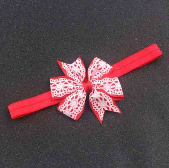 Дитяча пов'язка з мереживним принтом one size червоно-білий Київ