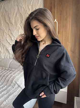 Жіночий теплий худі у спортивному стилі без капюшона турецький фліс Одеса