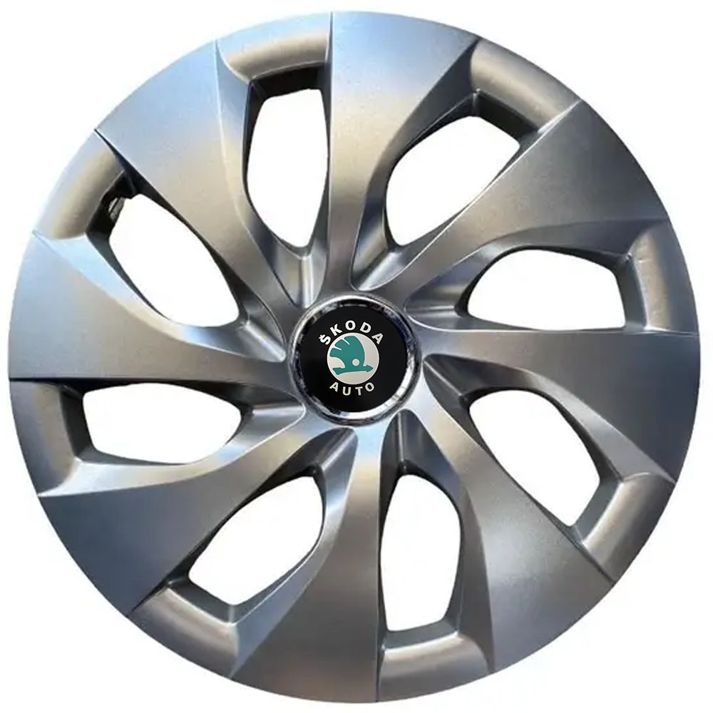 Автомобильные модельные колпаки R16 Skoda (зелена) 416 4шт, SJS, серебряные Киев - изображение 1