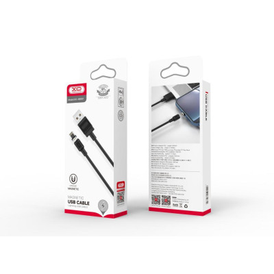 Дата кабель USB 2.0 AM to Lightning 1.0m 2.1A magnetic pvc black XO (NB187-L-1-BK) Винница - изображение 3