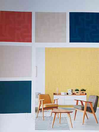 Шпалери вінілові Lutece Bensimon геометрія абстракція смуги фігури молочні на світло-бежевому Київ