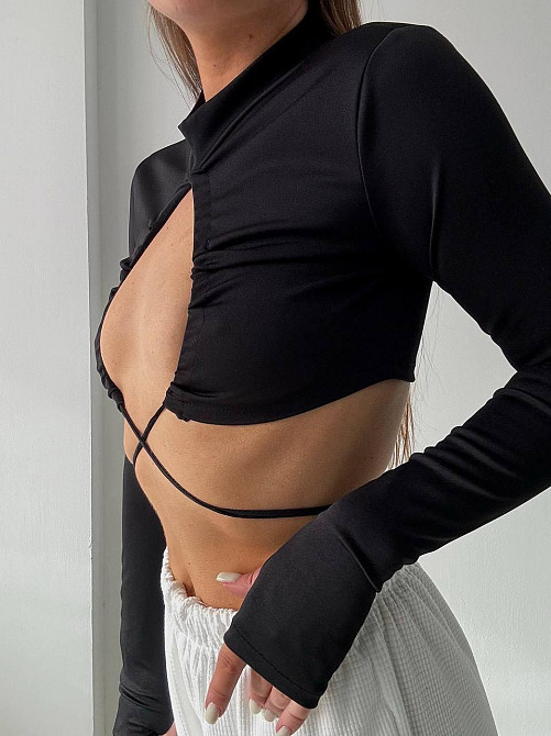 Жіночий романтичний  кроп топ з зав'язками мікродайвінг Одеса - фото 6