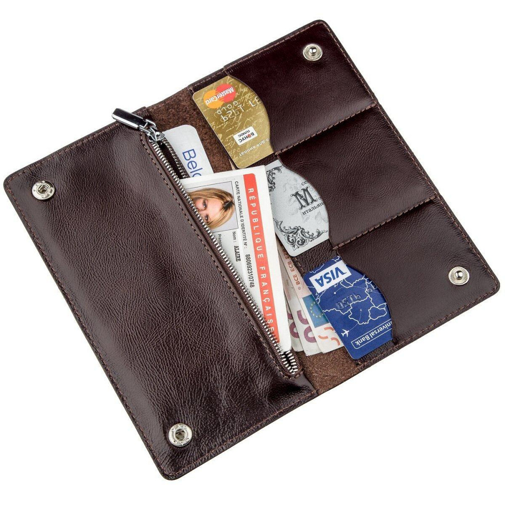 Гаманець чоловічий вертикальний на двох кнопках SHVIGEL 16193 Коричневий Київ - фото 7