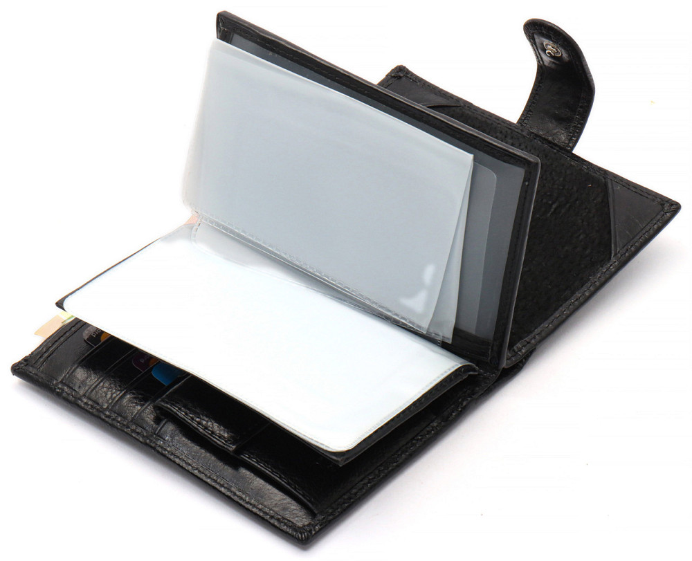 Чорне чоловіче портмоне з натуральної шкіри з відділенням під автодокументи Marco Coverna MC-2090H-1 Київ - фото 6