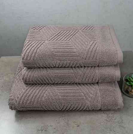 Комплект махрових рушників Уельс 3шт GM Textile 50х90см, 50х90см, 70х140см 500г/м2 (Шоколад) Суми