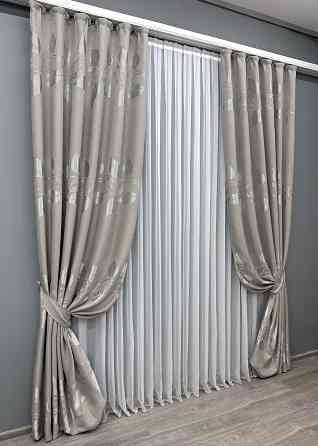 Комплект готових штор VR-Textil Льон Рогожка № 1688ш Світло-сірий 150х270 см 2 шт (33-0591) Київ