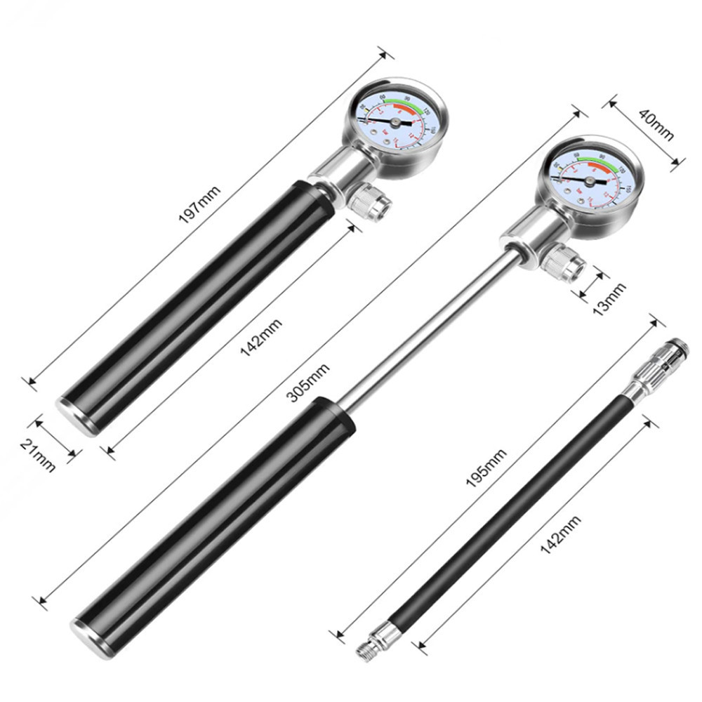 Портативний велосипедний насос високого тиску з манометром Feel Fit QT-020 чорний Бровари - фото 2