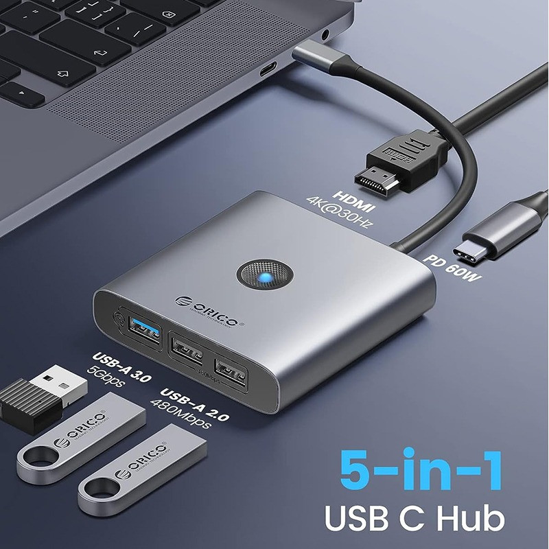 Концентратор USB Type-C Orico FAX3-5P-GY-EP Grey (CA914227) ( Сірий ) Харків - фото 3