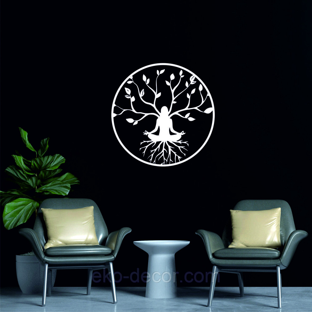 Декоративное настенное 3D Панно «ЙОГА» Декор на стену с объемом 90*90 см, Белый Киев - изображение 5