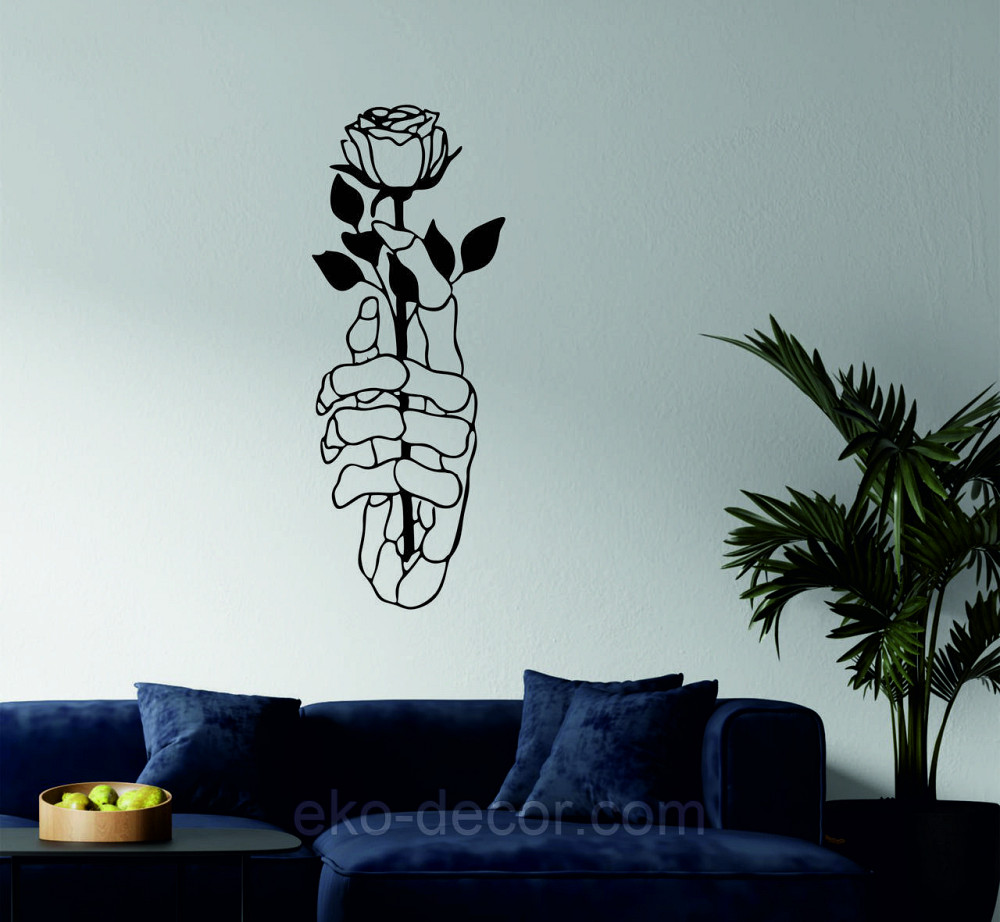 Декоративне настінне Панно «Рука з трояндою» Декор на стіну 110*42 см, Чорний Київ - фото 1