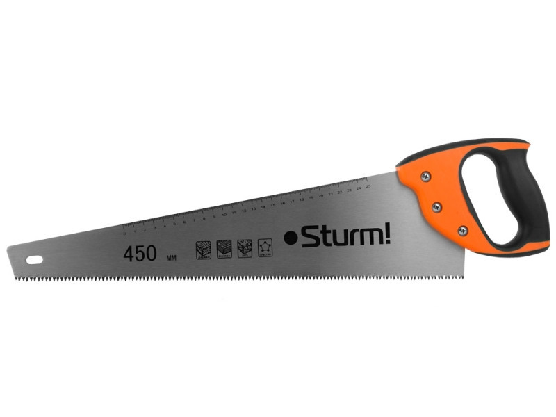 Ножовка по дереву Sturm 450мм, 3-х гран. заточка 1060-02-HS18 (читать описание) Ровно - изображение 3