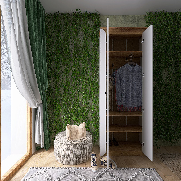 Шкаф-пенал с зеркалом Эверест Нордик-800 Белый + Дуб крафт золотой (DTM-5539) Днепр - изображение 4