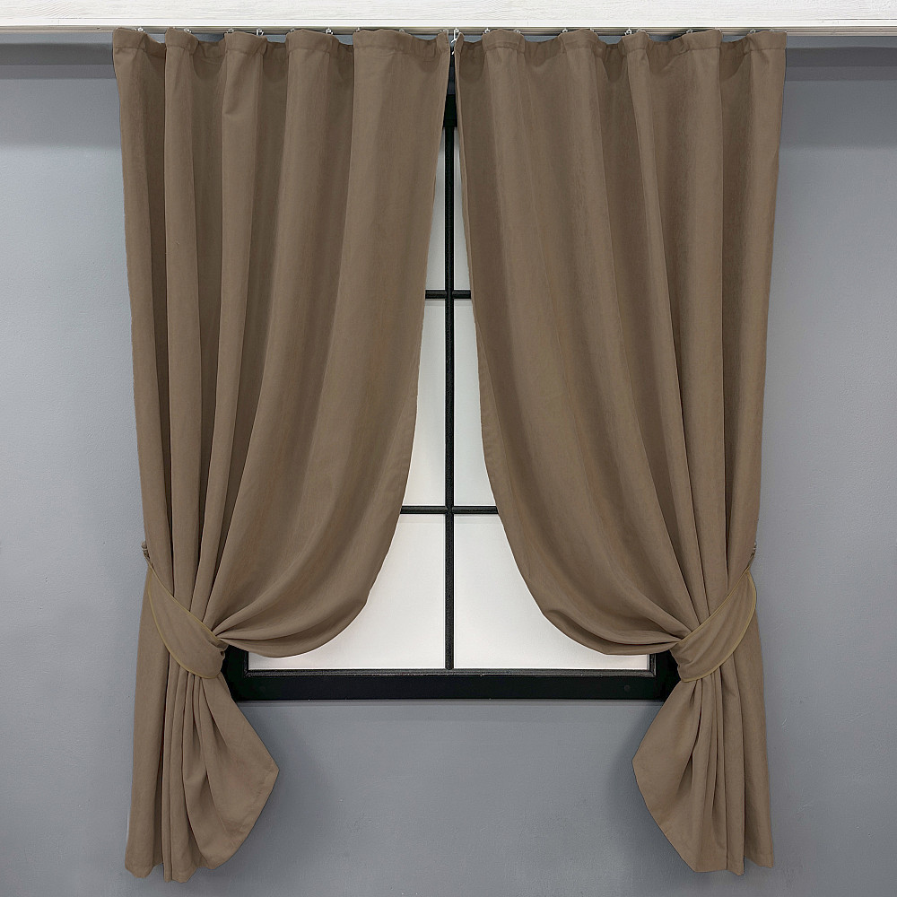 Комплект коротких штор VR-Textil Мікровелюр Petek YL № 1799ш Какао 130х170 см 2 шт (35-0381) Київ - фото 1