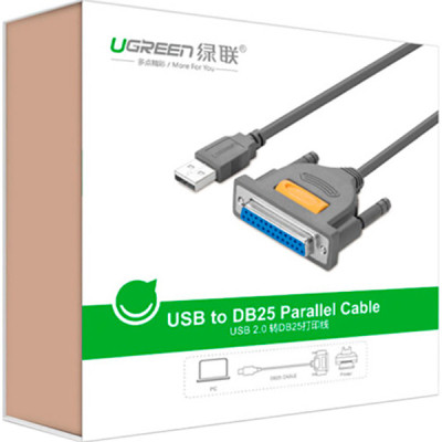 Кабель для принтера USB 2.0 to DB25 2.0m US167 black Ugreen (20224) Винница - изображение 9