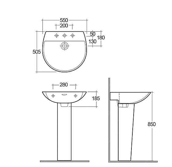 Раковина з ніжкою RAK Ceramics Reserva 55x18.5x50.5 см (RAK0026) Білий Київ