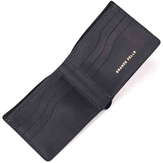 Практичный кожаный кошелек в два сложения Сердце GRANDE PELLE 16753 Черный Киев