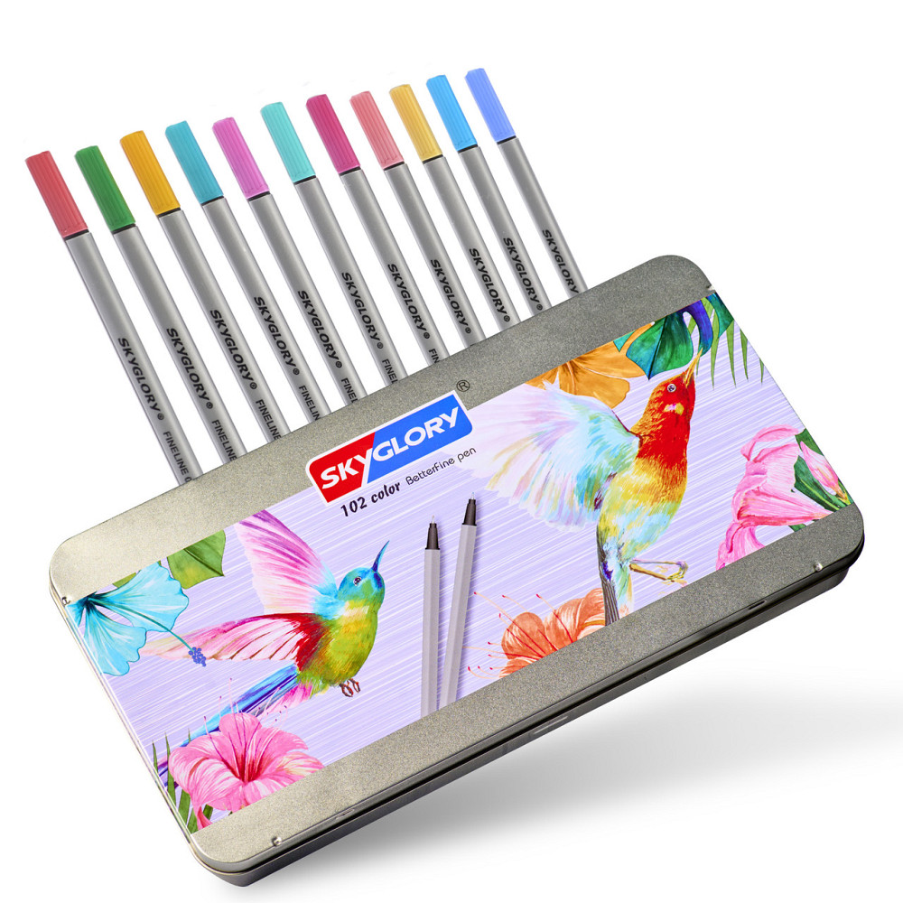 Набор разноцветных линеров в металлическом кейсе 102 цветов 0.4 мм + Альбом для скетчинга А4 на 50 листов Каменец-Подольский - изображение 5