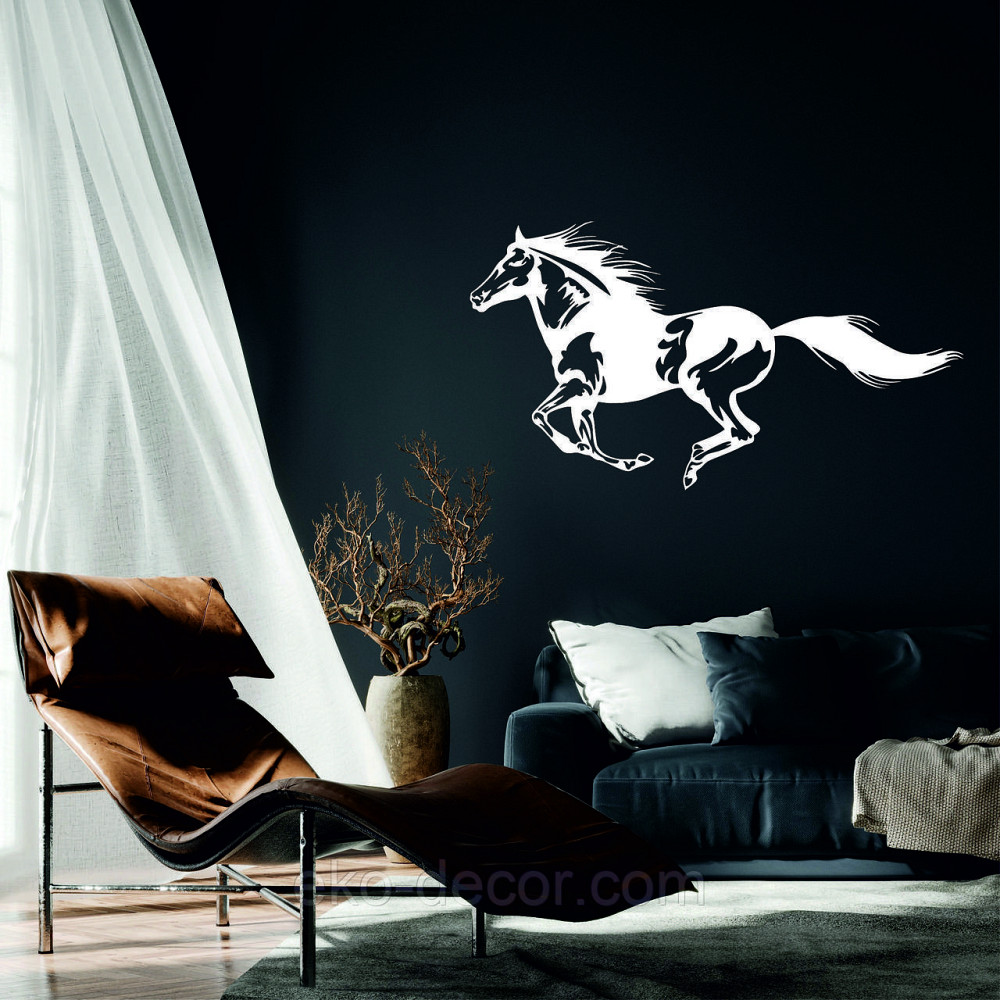 Декоративне настінне Панно «Кінь», Декор на стіну 110*59 см, Білий Київ - фото 2