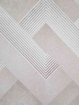 Шпалери вінілові на флізеліні Sintra Simmetria метрові геометрія фігури смуги бежеві сріблясті 524510 Київ