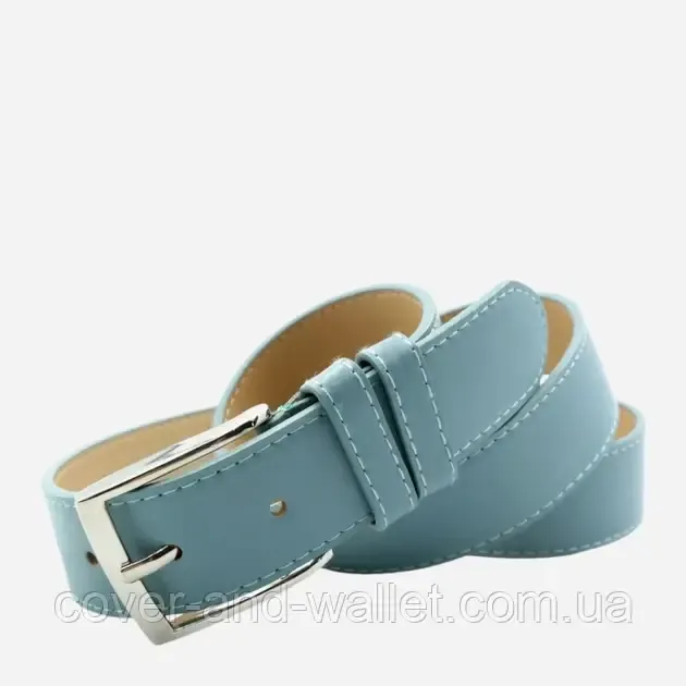 Бірюзовий шкіряний жіночий ремінь середнього розміру 25 мм PS Leather Київ - фото 3