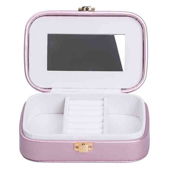 Yiwu Скринька для прикрас з еко шкіри 15×10×5 см із дзеркалом органайзер для ювелірних виробів Коломыя